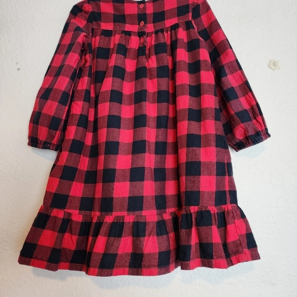 HOST PICK💜 Gap Gingham Tiered Fully Lined Red & Black Long sleeve Dress Size 5